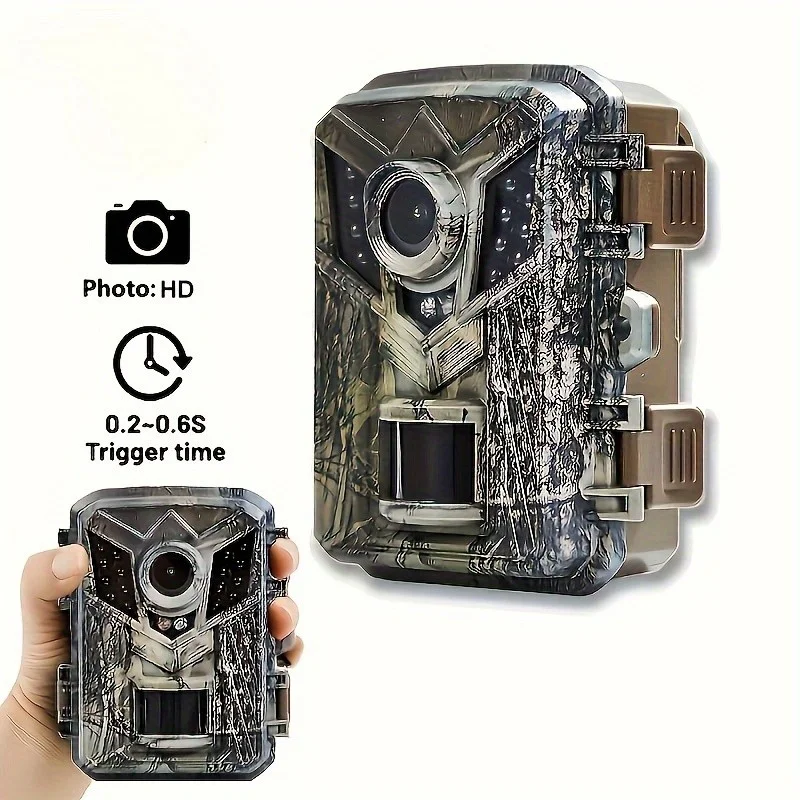 1pc Mini Trail Camera, HD Game Hunting Camera Motion Activated with IR Night Vision Waterproof Video Cam for Wildlife