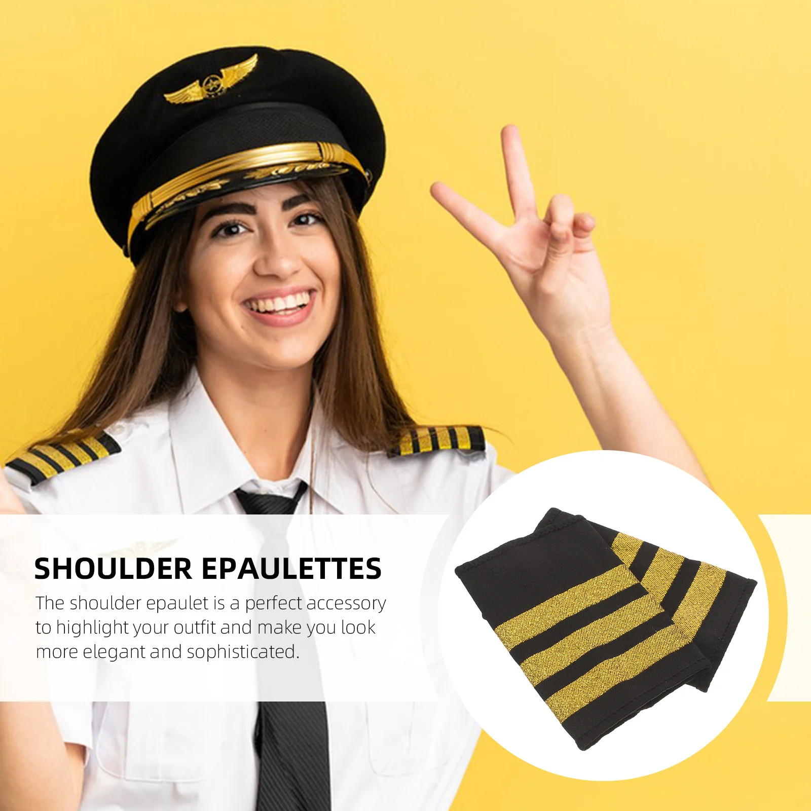 1 زوج الذهب الكتف كتاف الطيار موحدة الكتفيات دائم الرجال الكتفيات ل زي الديكور خمر الطيار الملحقات #3