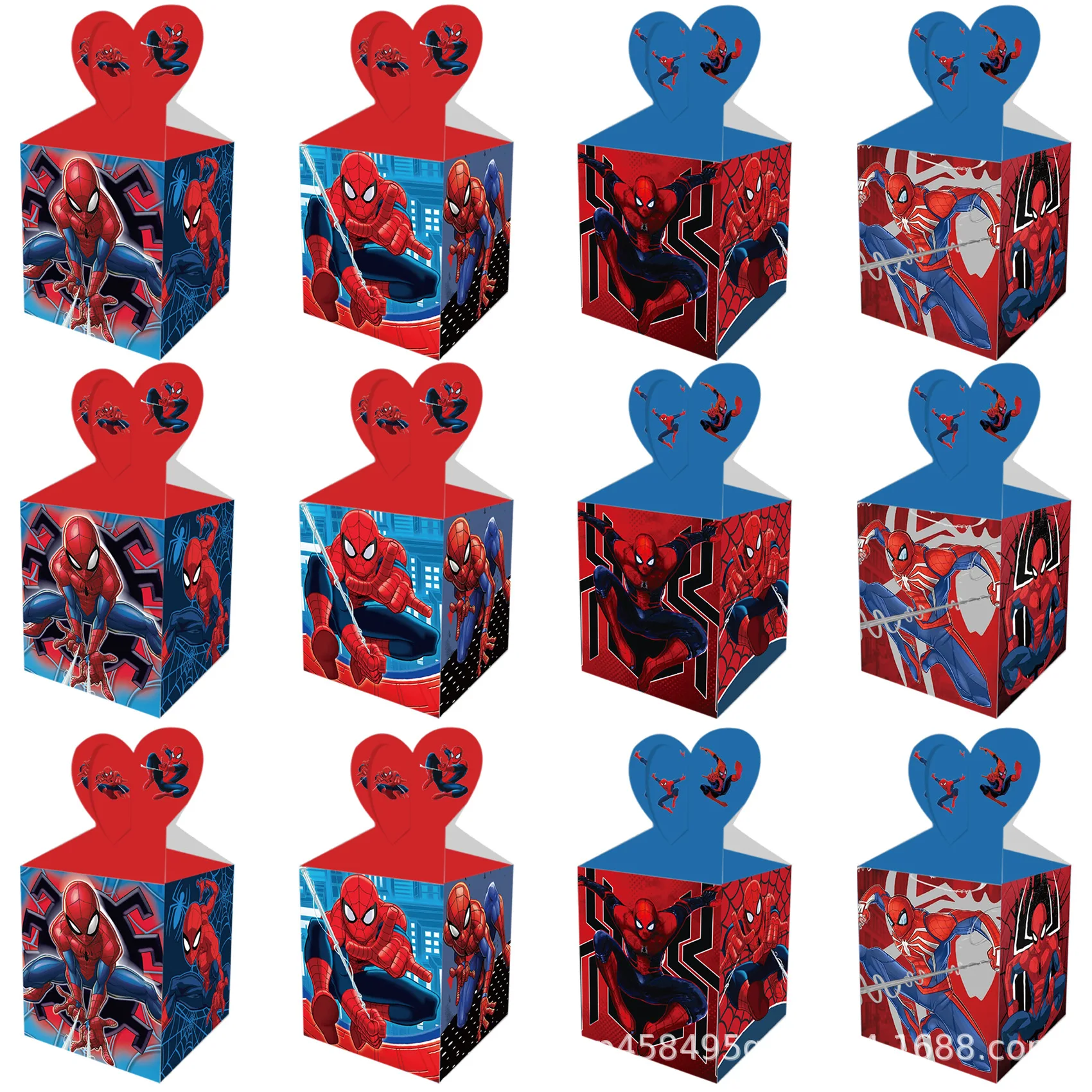 Caja de dulces de Spider Man, caja de regalo de superhéroe de Marvel, suministros para fiesta de cumpleaños, Festival, caja sorpresa, 12/24/48 Uds.