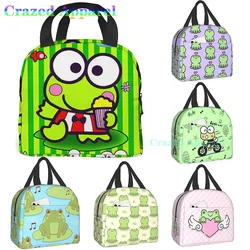 Lovely Little Frog with Winged Heart Print Lunch Box, Kawaii Small Insulation Lunch Bag, Reusable Food Bag Lunch Containers Bags