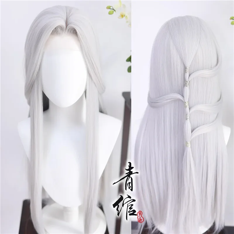 

Стилизованные парики Zuo Ci Master Cos, длинный серебристый, белый, черный, парик для косплея по индивидуальному заказу в качестве фанатов, подарок для ролевых игр Hanfu, вечерние выступления