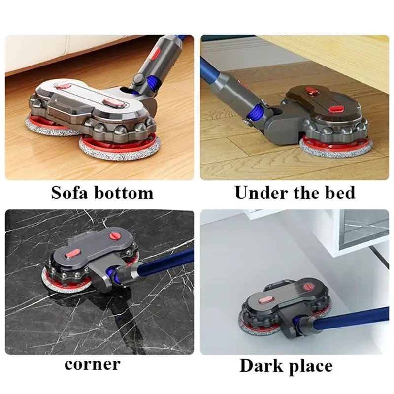BAAO For Dyson V7 V8 V10 V11 V12 V15 Vacuum Cleaner Parts, Dual Rotating Mop Brush Head with 6 Washable Mop Pads