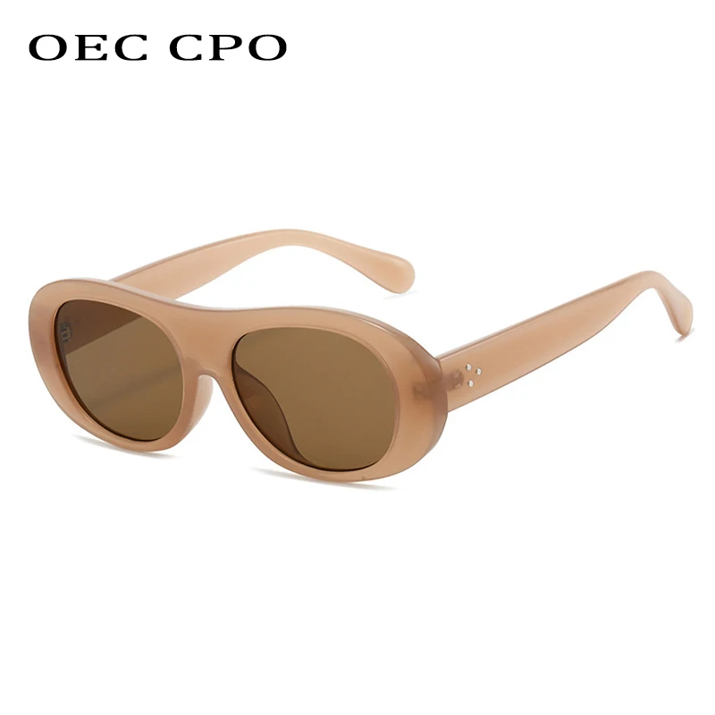 

OEC CPO Candy Color Square Sunglasses Women Fashion Rivets Brown Shades UV400 Sun Glasses Female Punk Eyewear Gafas de sol