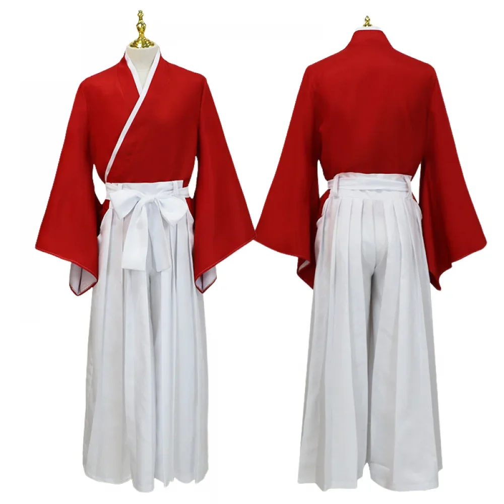 

Anime Himura Kenshin Cosplay Costume Male Japanese Samurai Kimono Red Uniform Dress Pants Halloween Carnival Activity Set