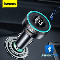 Baseus FM transmisor modulador coche inalámbrico Bluetooth 5,0 USB cargador rápido Auto Aux Radio reproductor de Mp3 música manos libres Kit de coche