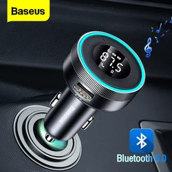 Baseus-Modulador de transmissor FM sem fio, Bluetooth 5.0, Carregador rápido USB, Rádio Auto Aux, Leitor MP3, Música, Kit para carro mãos livres