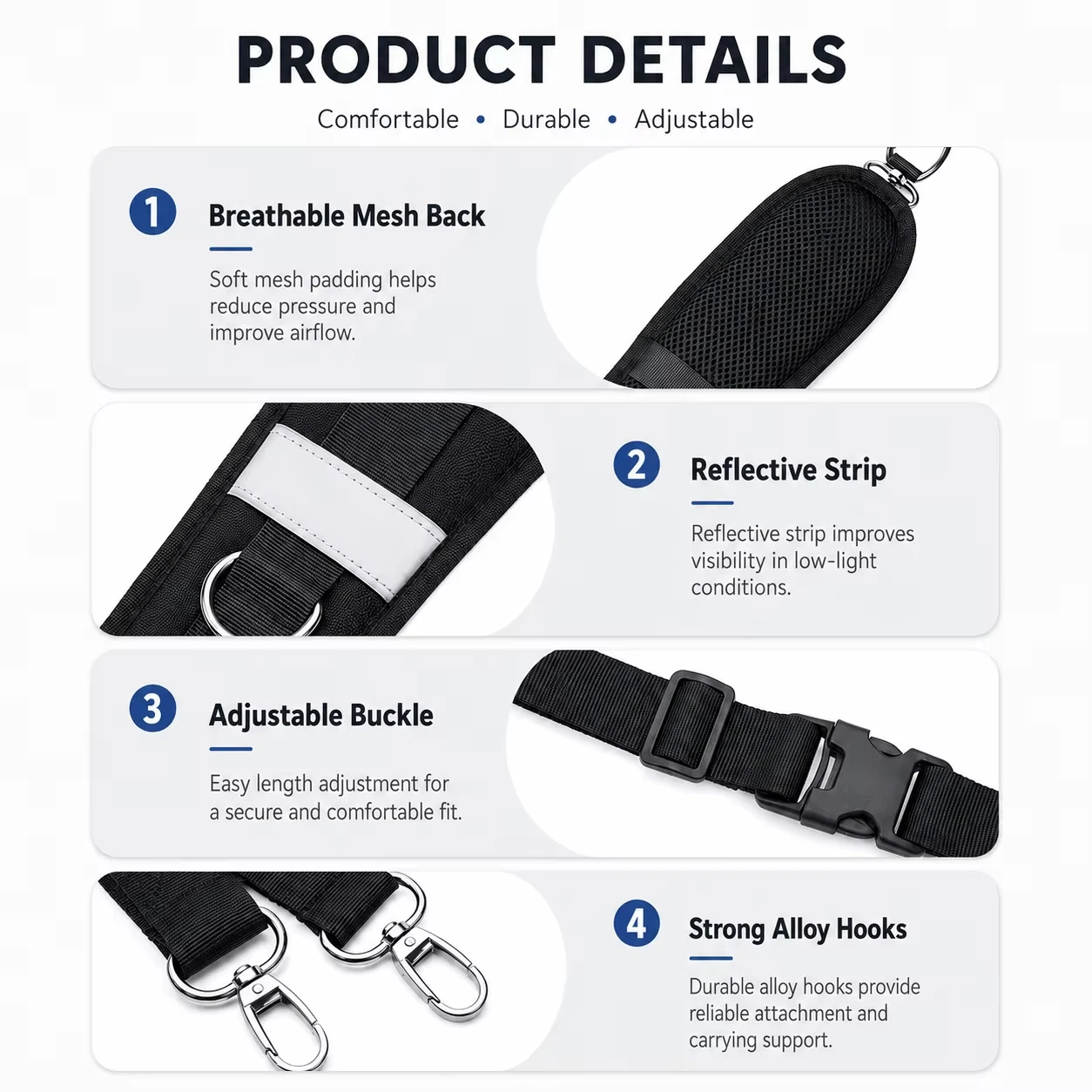Backpack Shoulder Strap Replacement Adjustable Padded Bag Strap With Metal Hooks Chest Buckle For Travel Bag ремень для сумки