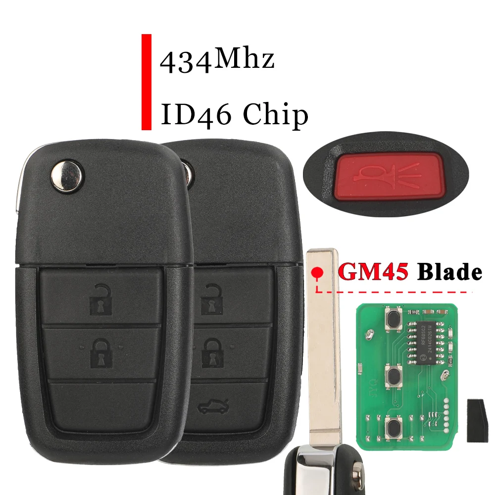 Jingyuqin Für Pontiac G8 Holden VE Commodore Omega Berlina Calais SS SV6 HSV GTS Klappbarer Fernbedienungsschlüssel 434Mhz ID46 Chip 3/4 Tasten