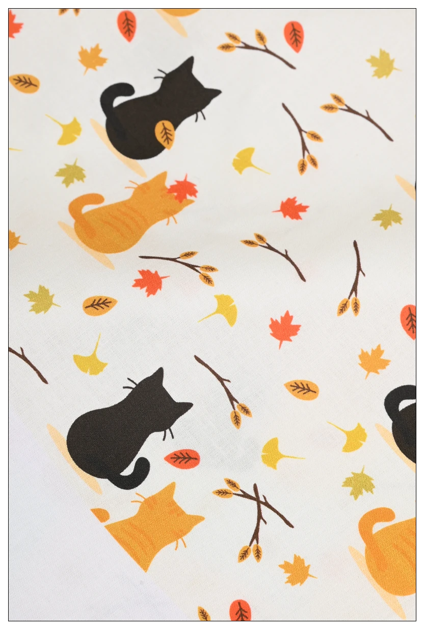 두꺼운 목화 천으로 귀여운 만화 손으로 그린 ​​고양이 인쇄 수제 DIY 가방 쿠션 던지기 베개 패브릭