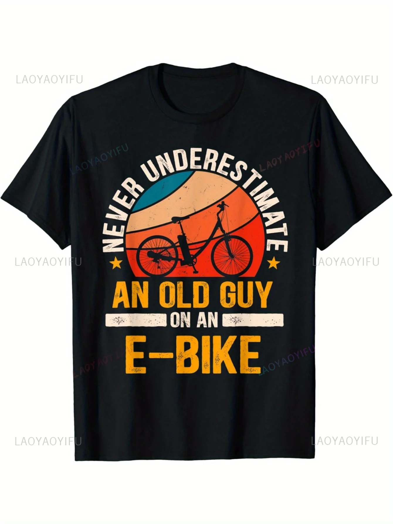 Never Underestimate An Old Guy on An E-Bike Funny Biking T-Shirt Casual Fashion Short Sleeve Streetwear Loose Y2k Harajuku Tees