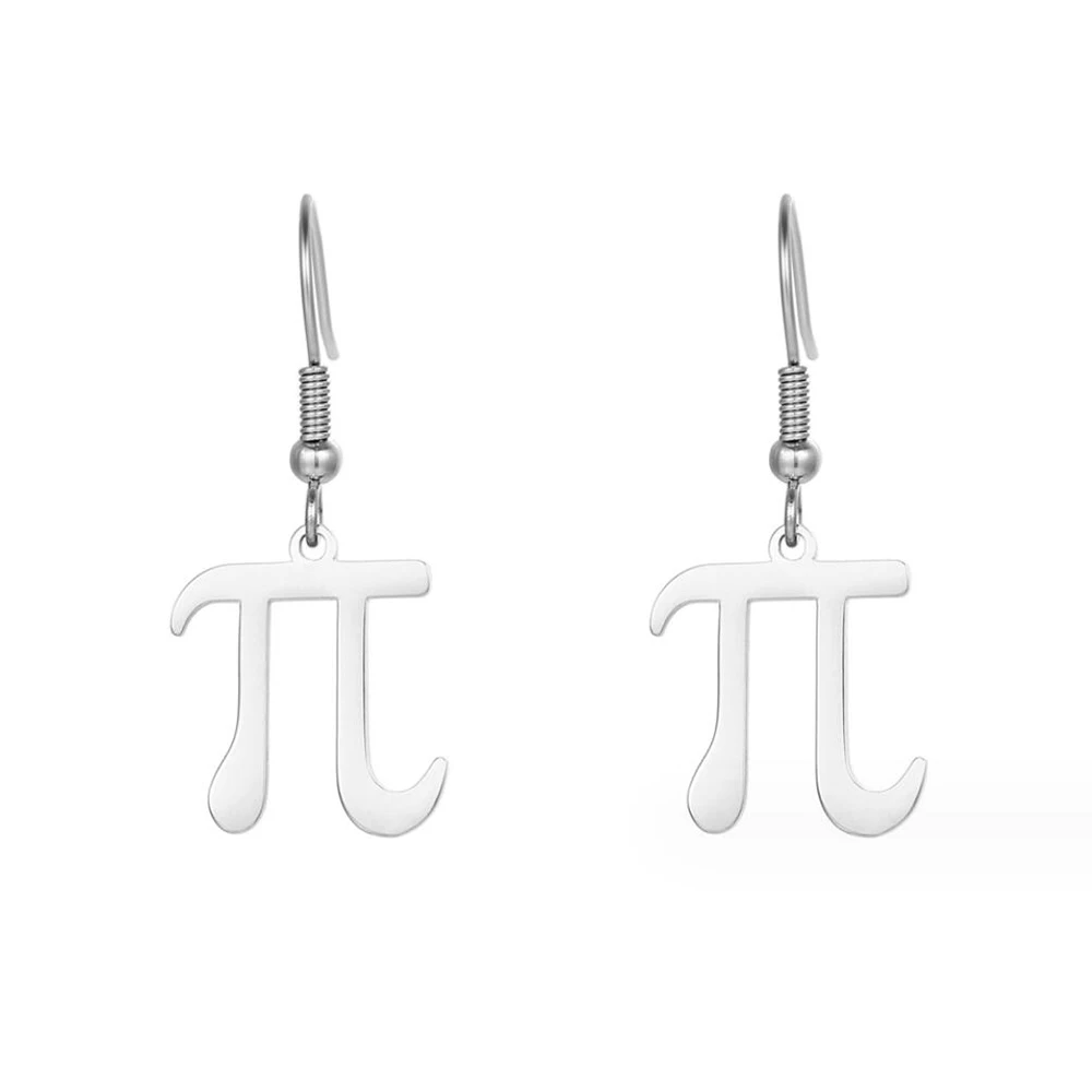 Stainless Steel Mathematical Symbols Pi Drop Earrings Women Delicate Fashion Teacher Gift