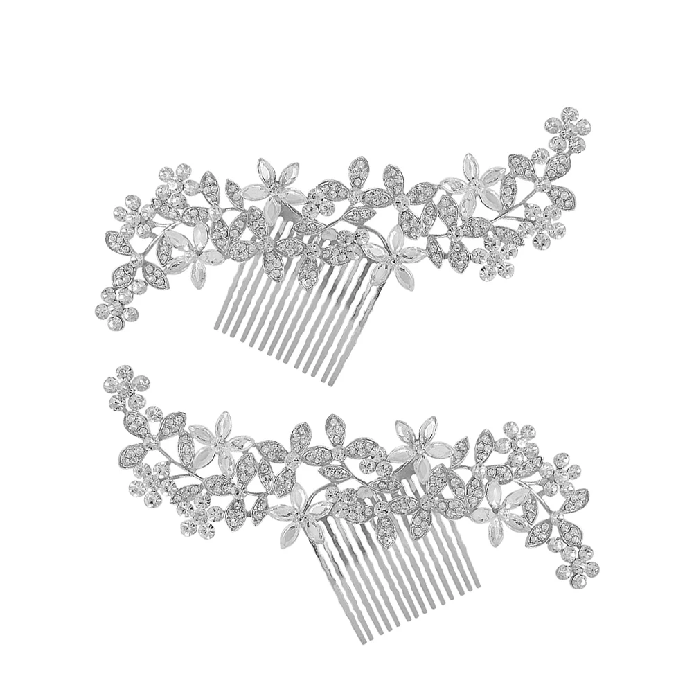 

2 Pcs Combs Rhinestone Decorative Pins Accessories Hairpins For Women Bridal Wedding Hairpins Women Hairstyle Aid Crystal