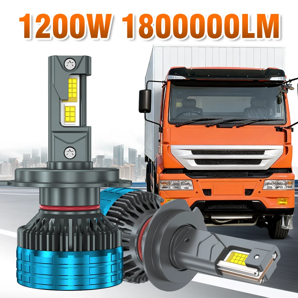 

2 PCS 24V LED Truck Headlight 1200W Power H7 H1 H4 Led 24v Headlight Truck CANBUS 9005 9006 Led Truck Lorry Light 6000K