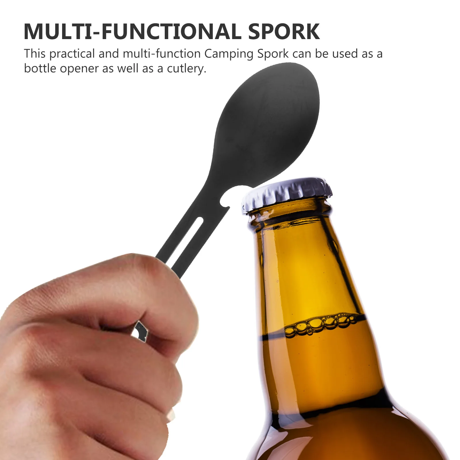 2Pcs Multi-Functional Stainless Steel Camping Spork Bottle Opener Fork Spoon Portable Outdoor Cutlery Spork Camping