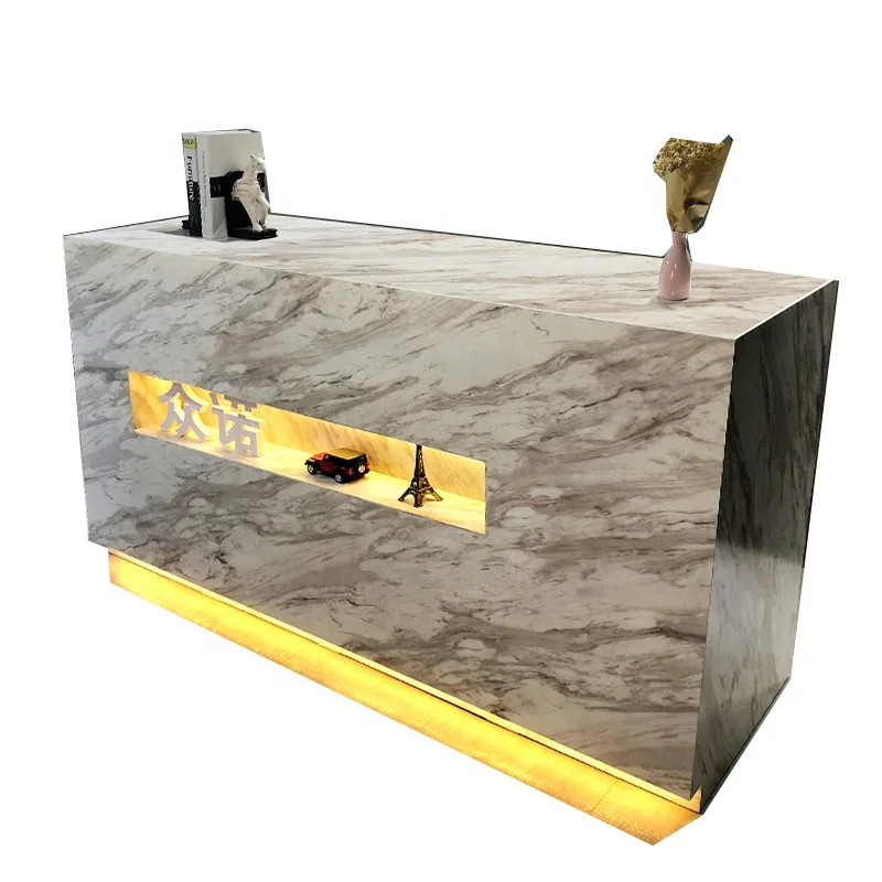 

custom.Clothing store cashier desk modern simple white marble small bar table beauty salon company reception counter