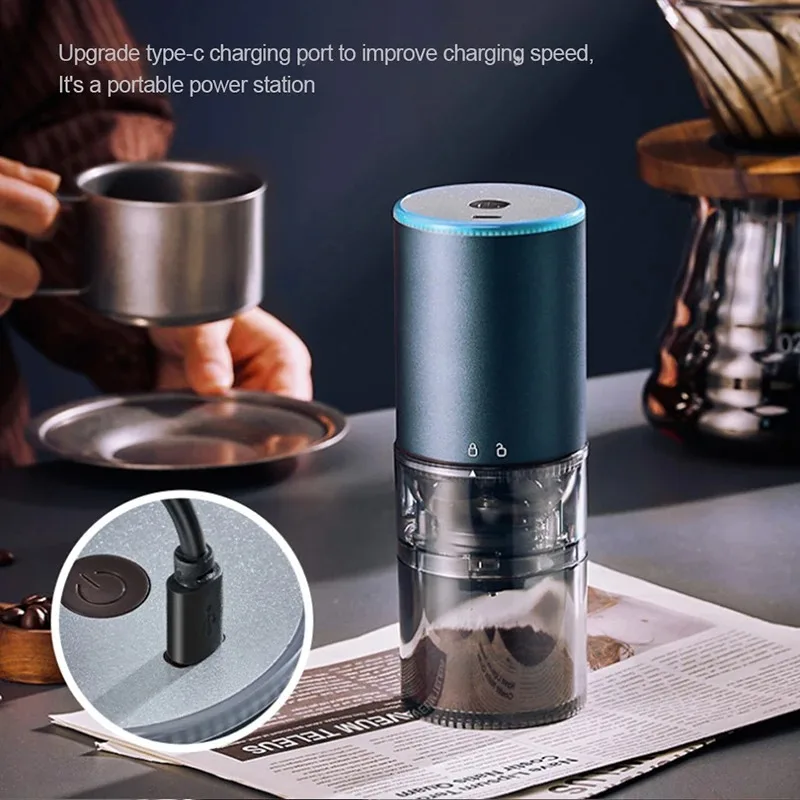 Electric Coffee Grinder Type-C Charging Portable Automatic Coffee Beans Grinder Machine Ceramic/Stainless Steel Grinding Core