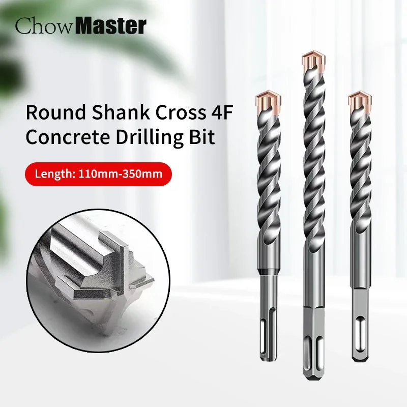 Customized Round SDS PLUS Shank Cross Tips Four Flutes Electric Hammer Impact Concrete Drilling Bits 5.5 6.5 8.5 9 10.5 11