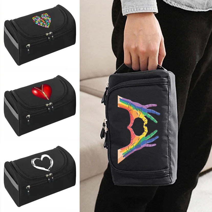 

Легкая косметичка на молнии с принтом Love, многофункциональная деловая стильная косметичка, дорожная сумка для хранения унисекс