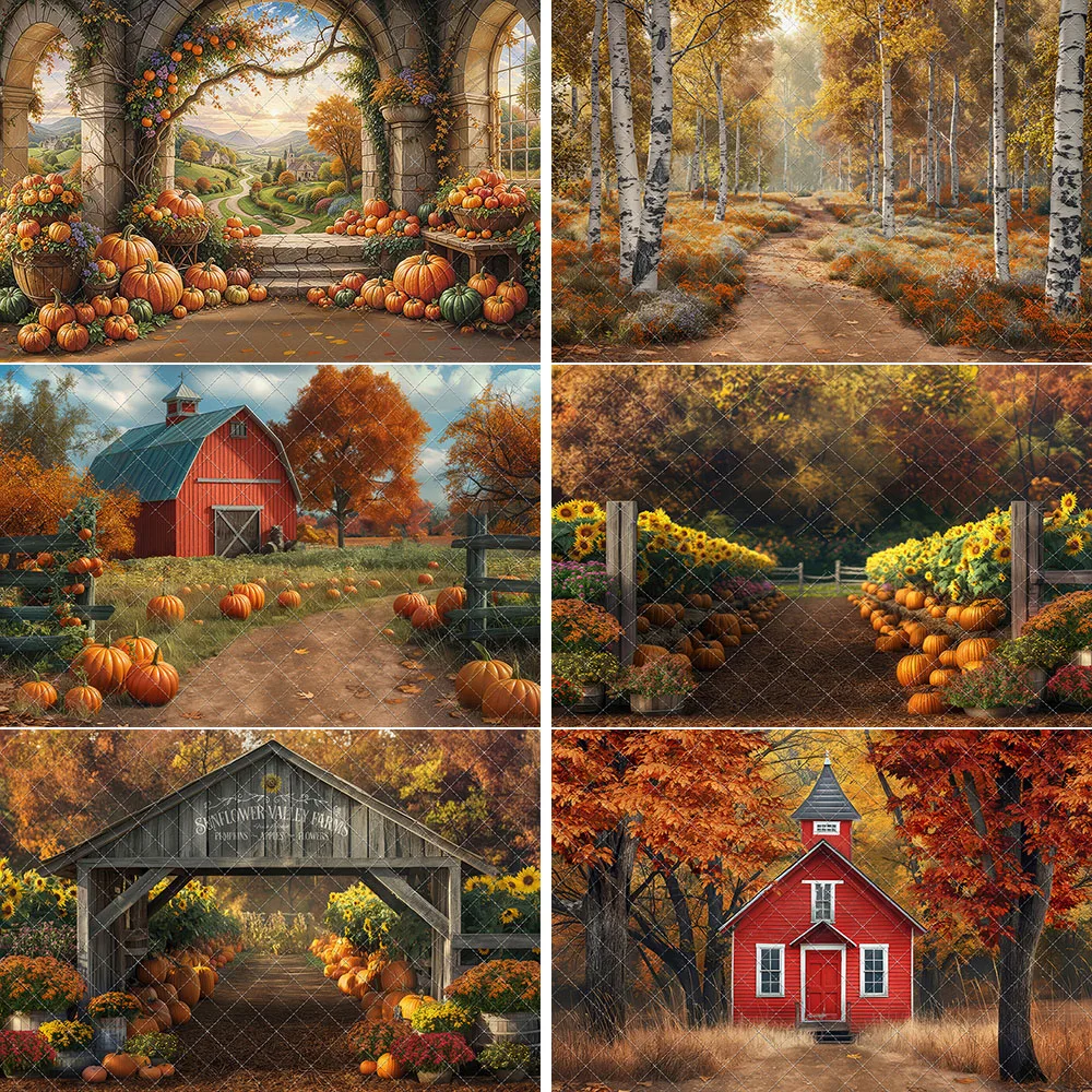 Autumn Farm Backdrops Kids Adult Photography Child Family Photocall Decors Backgrounds Forest Trail Photo Studio Props