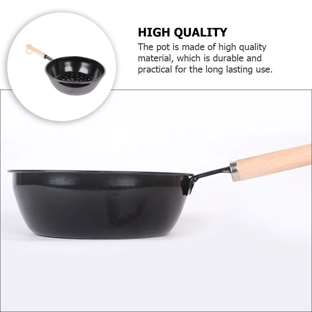 

1pc Portable Fire Stove Lightweight Charcoal Burner For Camping Outdoor Barbecue Durable Iron Pot With Wooden Handle Charcoal