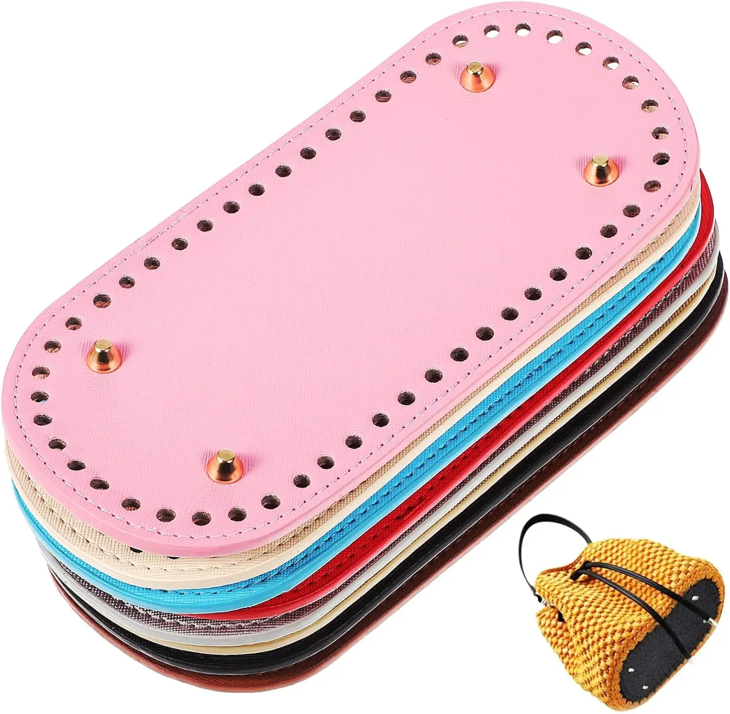 Oval Long Bottom For Knitted Bag Pu Leather Bags Accessories Handmade Bottom Solid Color Diy Crochet Bag Accessories 22*10cm