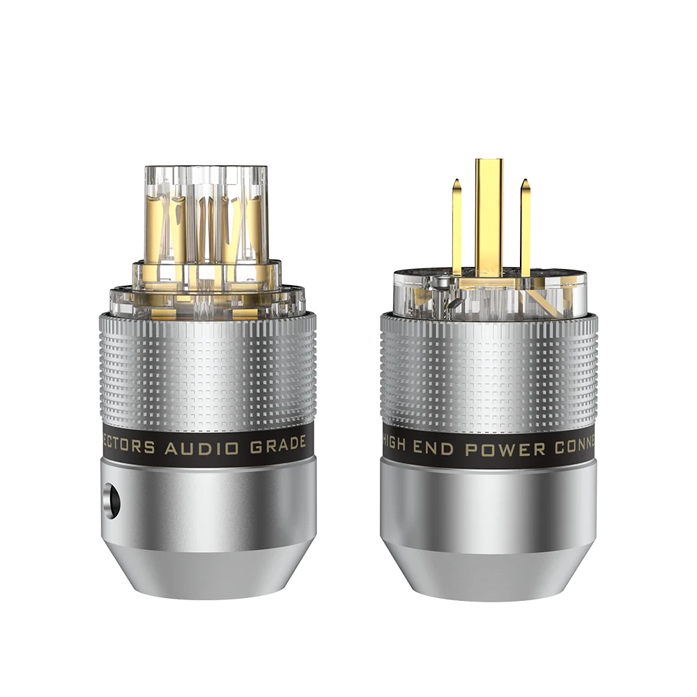 Wtyczka zasilająca Audiocrast Hi-End z miedzi, rodowanego/złoconego aluminium (US/Schuko) i żeńskie złącze IEC C13 — zdjęcie produktu 4