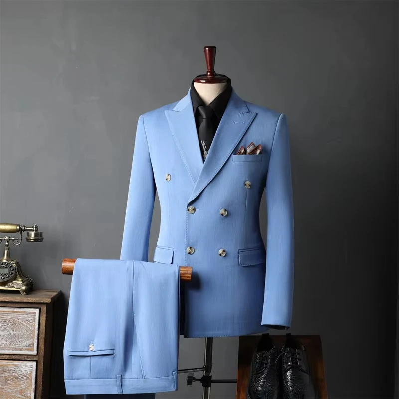 بدلات رجال الأعمال الكلاسيكية مأدبة الزفاف وصيف سليم صالح 2 قطعة البدلة مجموعات (السترة + السراويل) الأنشطة الرسمية الذكور ازياء