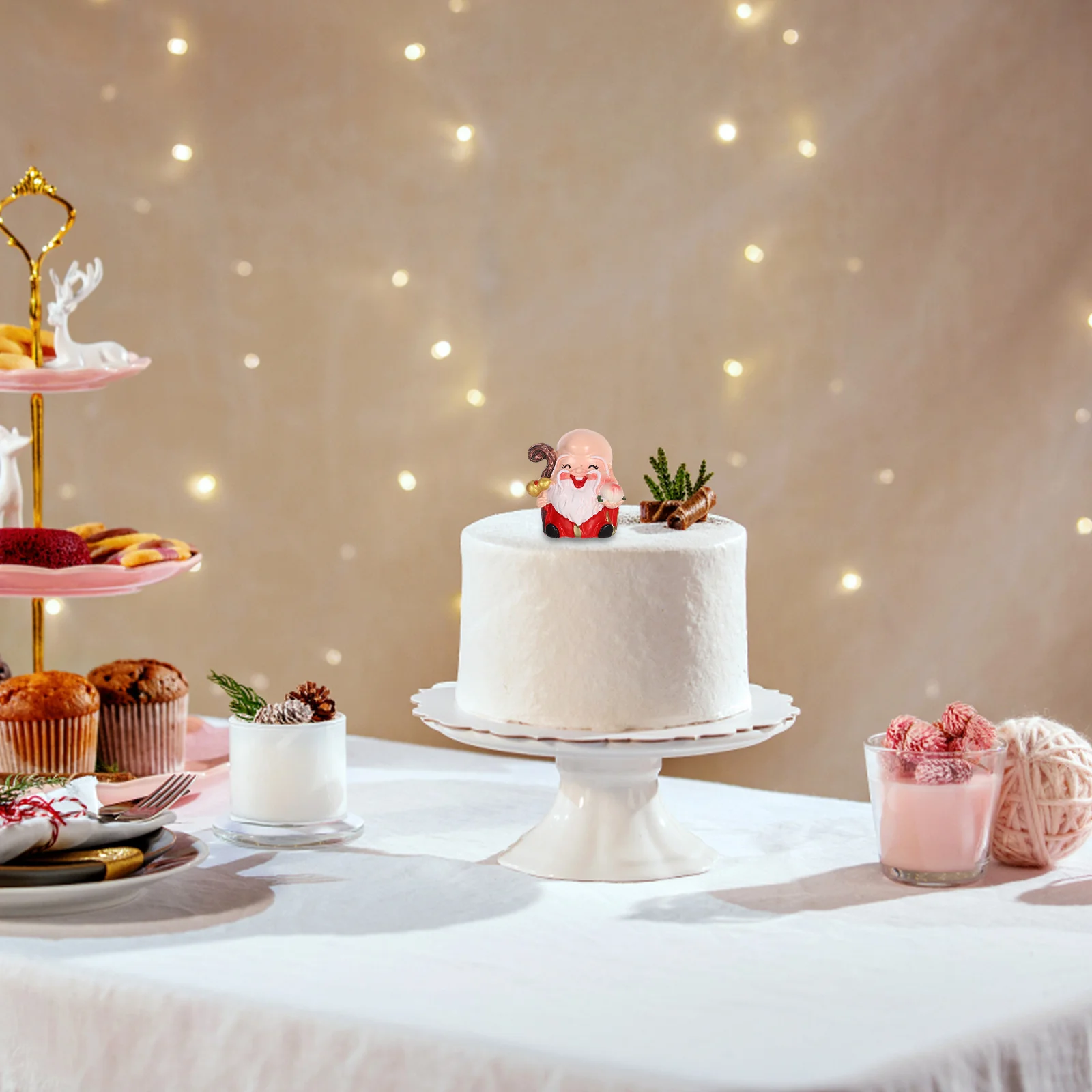 

3 Pcs Cake Decoration Ornaments Birthday Topper Sculpture Small Figurines Premium Resin Safe Sanitary Longevity Health Wealth