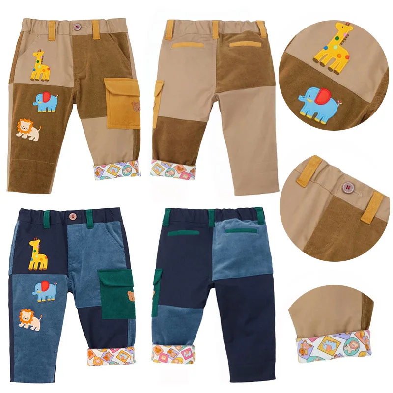 

Вельветовые брюки Zoo, детские повседневные брюки с милым медведем и вышивкой в японском стиле