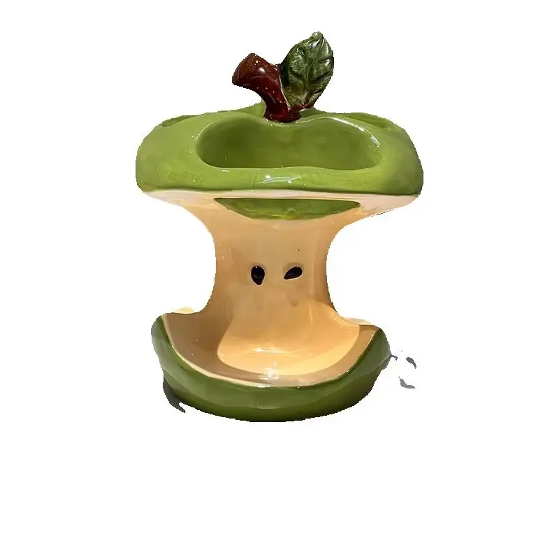 Creative Apple Core Toothbrush Holder, Ceramic Bathroom Toothbrush Stand with Drainage