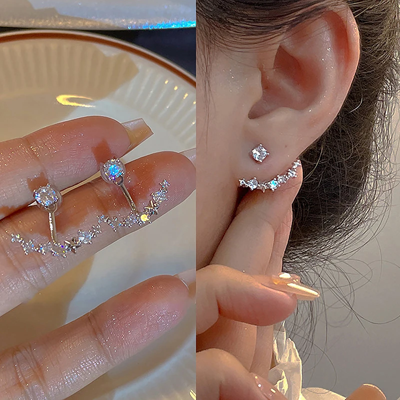 Trendy Glanzende Sterren Oorknopjes Voor Vrouwen Meisjes Klassieke Elegante Sparking Zirkoon Oorbel Mode Bruiloft Feest Sieraden Geschenken