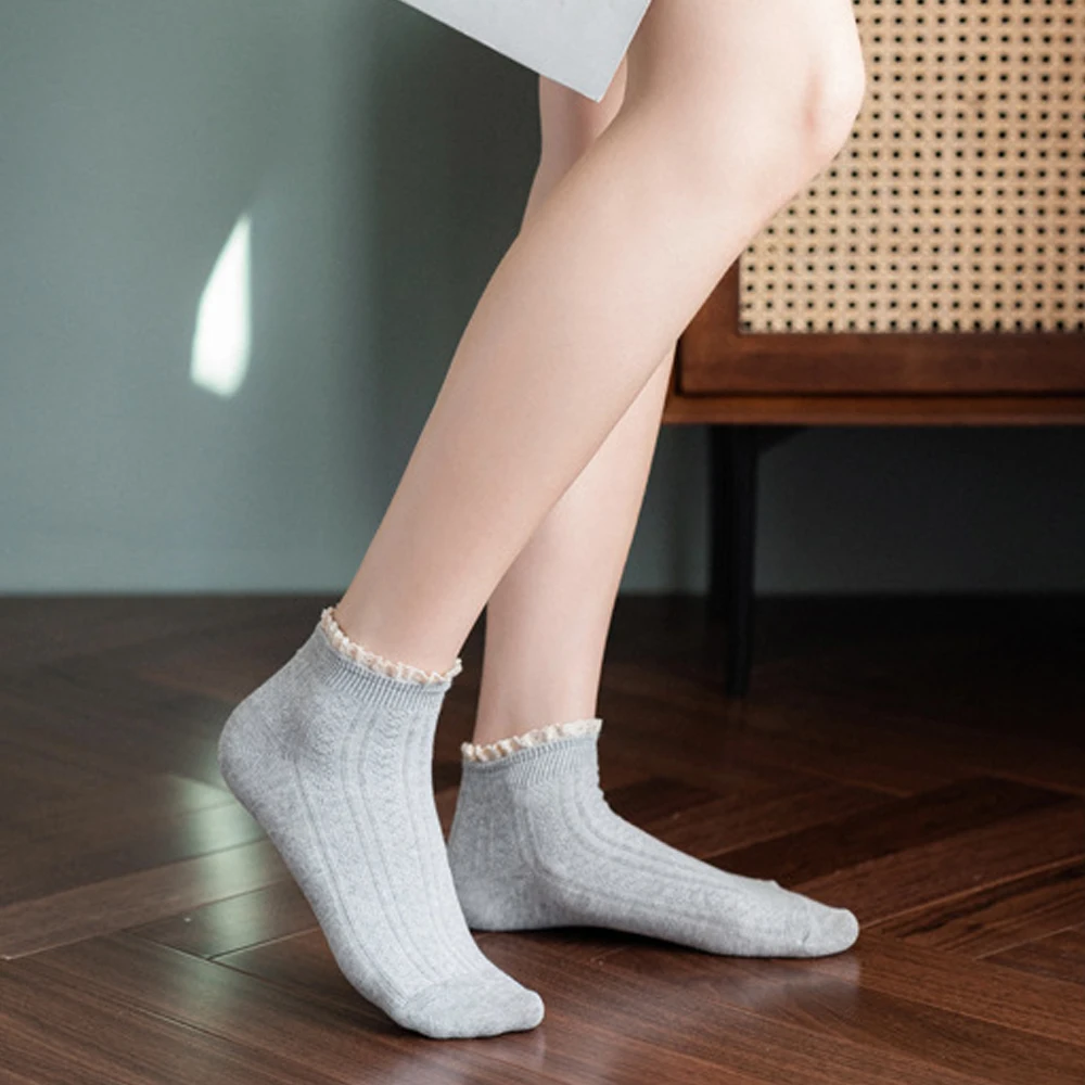 New Harajuku Short Girls Solid Candy Color Cute Cotton Socks Lace Socks Hosiery Ruffles Women Socks