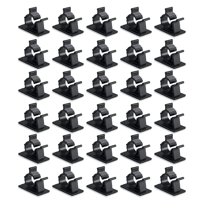 100 Pcs Black Clips Self Adhesive Backed Nylon Wire Adjustable Cable Clips Adhesive Cable Management Wire Drop  Holder