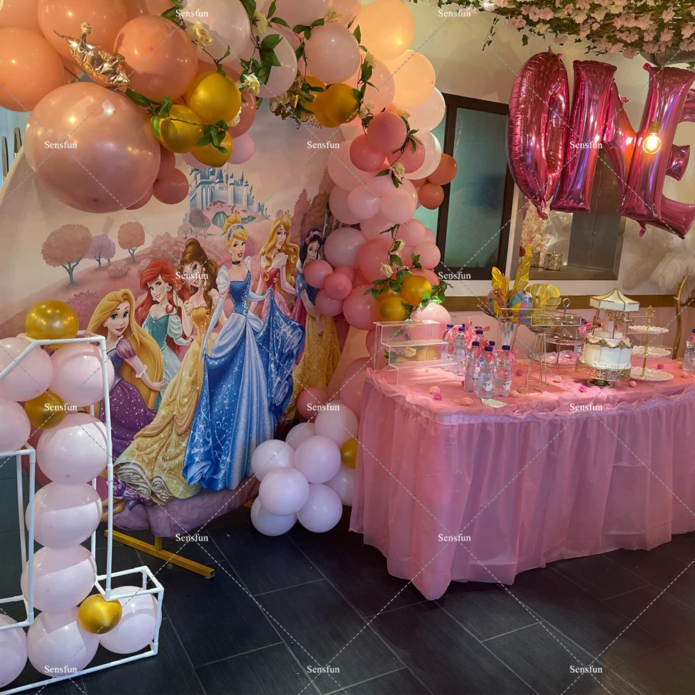 Castle Princess Round Backdrop For Photography Girls Fairy Table Birthday Party Circle Background Elastic Photo Studio Custom