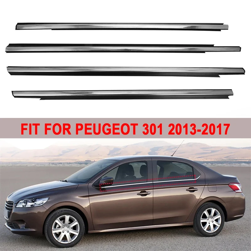 Striscia di vetro sigillata per finestrino laterale con striscia di vetro per finestrino dell'auto 4 pezzi per Peugeot 301 2013-2017