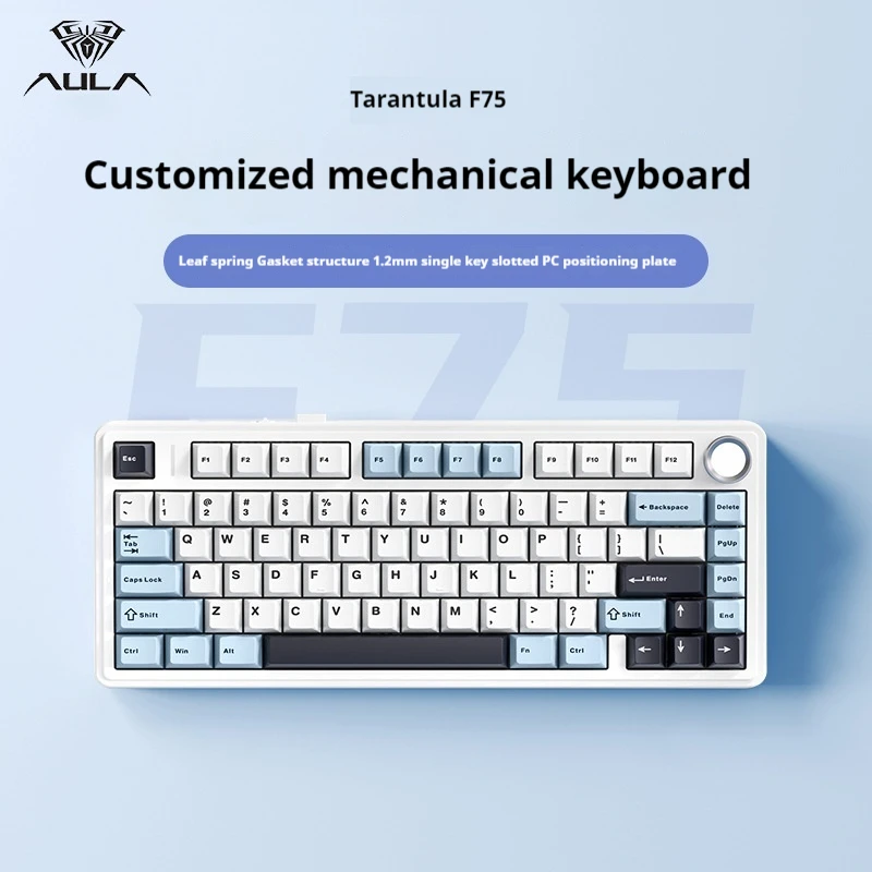 

Aula F75 Mechanical Keyboard 3 Mode Multifunctional Knob Rgb Hot Swappable Game Keyboard Pad Pc Game Computer Accessories Gift