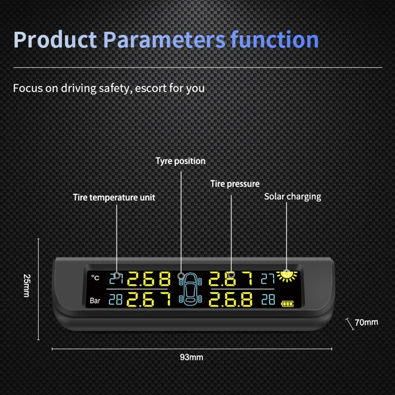 External Tire Pressure Monitor System for Car Wireless Temperature Monitoring System 4 Sensors Alarm Car Tire Pressure Monitor