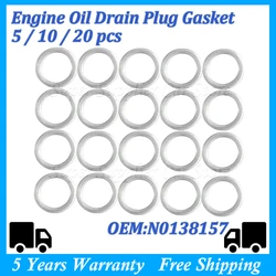 For VW For Audi Engine Oil Pan Screw Gasket Washers 5/10/20pcs M14 Crush Washer Oil Drain Plug Gaskets 14X20X1.5mm N0138157