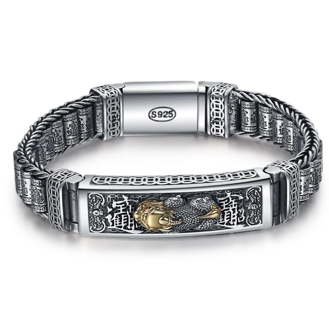 Buddhism Pixiu Feng Shui Bracelet Mantra Amulet Pussy Attracting Wealth Health Letters For Men Rotate Charms Bracelets Gifts