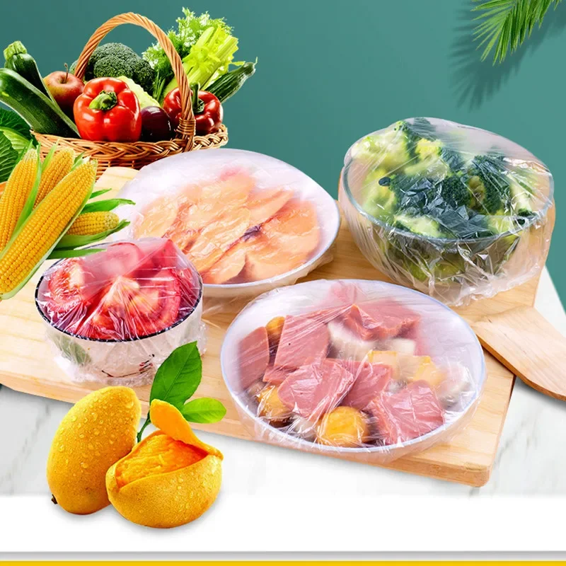 100/400pcs Disposable Food Cover Food Grade Fruit Vegetable Storage Bag Elastic Plastic Bag Bowl Cup Kitchen Fresh Keeping Bag