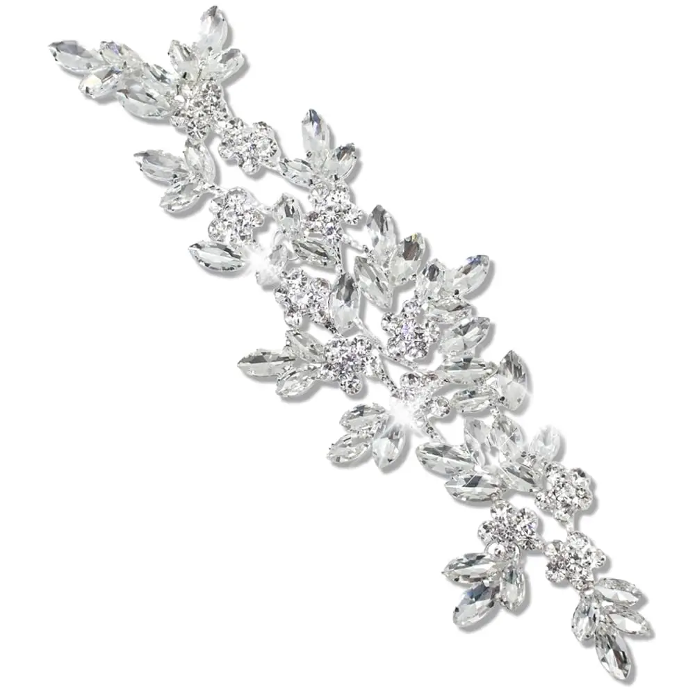

Rhinestone Applique Crystal Applique Patches DIY Beaded Bling Trim Sewing Clothes for Wedding Belt Craft Gowns Decoration Dr