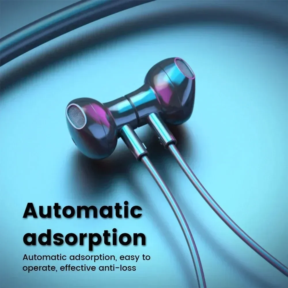 Wireless Earphones Bluetooth 5.2 Neckband Headphones Gaming LED Display HIFI Headset Sports TWS Earbuds With Mic Support TF Card