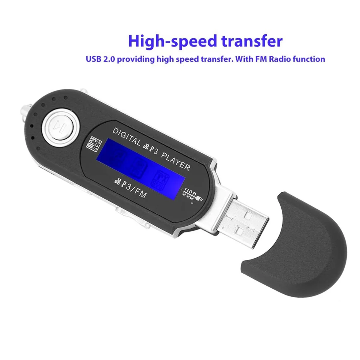 مشغل MP3 A24R مع سماعة أذن سعة 8 جيجابايت، مشغل موسيقى MP3 USB محمول مع شاشة LCD وراديو FM للمشي والجري (أسود)