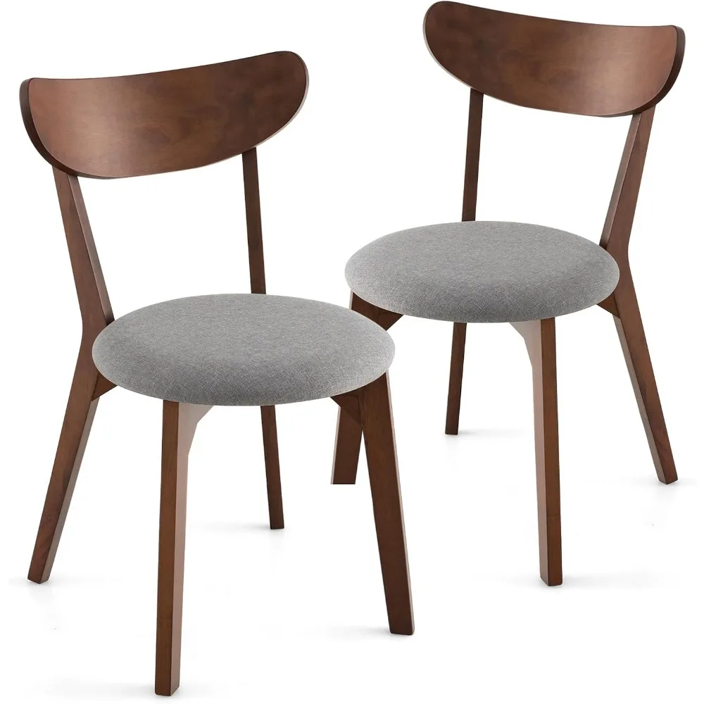 

Dining Chairs Set of 2 Walnut Wood Kitchen Chairs Soft Fabric Living Room Side Chairs with Curved Back and Sturdy Solid Wood