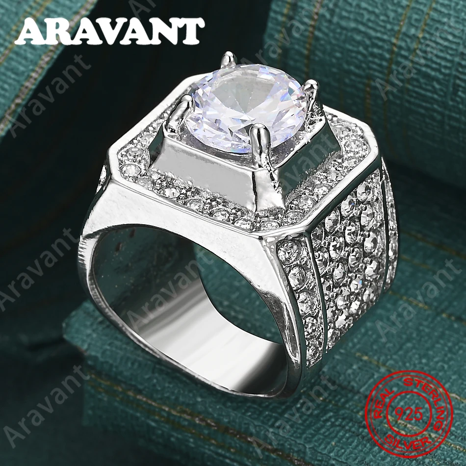 Ring aus 925er-Sterlingsilber mit quadratischem Zirkonia und vollem Diamantbesatz – Pendel-Accessoires für Damen, Schmuck als Weihnachtsgeschenk