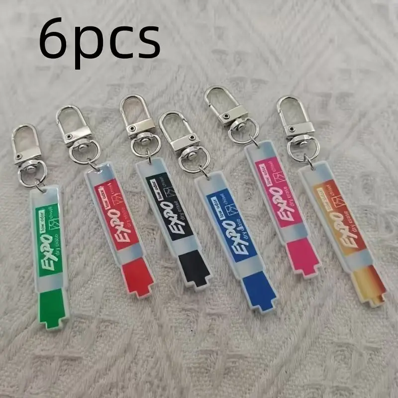 6pcs acrylic pen keychain, alloy hiking buckle, suitable for bag and car accessories, the best choice for gifts view 5