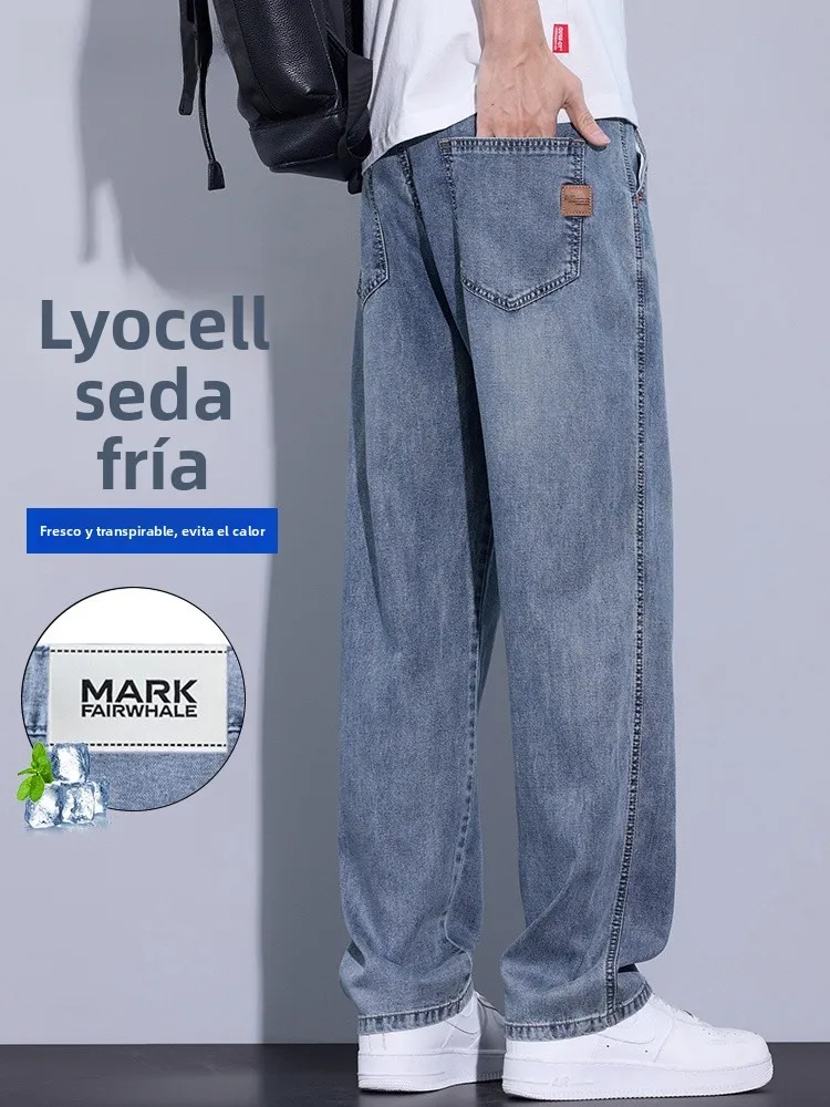 Pantalones Vaqueros de Verano para Hombre Mark Fairwhale, Finos, de Seda Helada, Estilo Levis, Corte Recto, Casuales, Transpi...