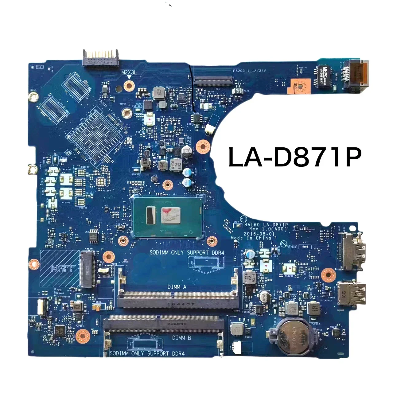 

LA-D871P Suitable for DELL Inspiron 5565 5566 Motherboard BAL60 LA-D871P CN-0J922J 0J922J J922J Mainboard 100% tested fully work