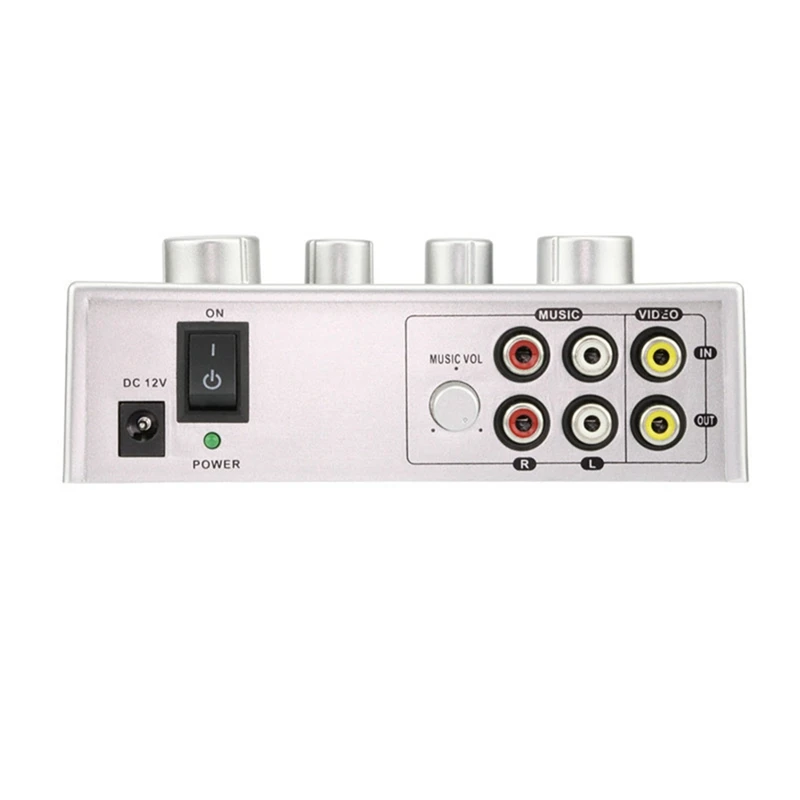 Y47A Portable Karaoke Sound Mixer, Dual Mic Inputs, Professional Audio System for Home KTV Stage, US Plug, Silver