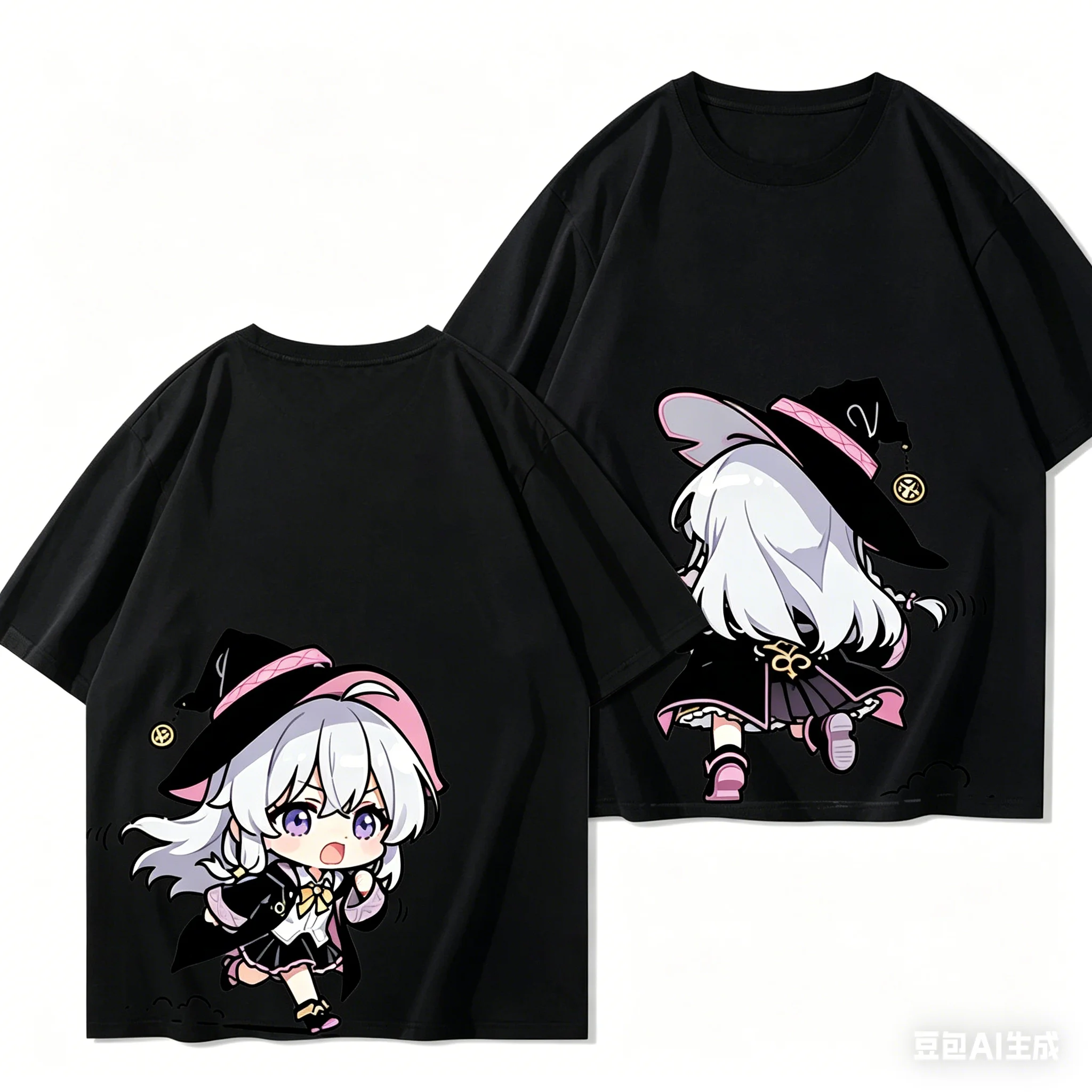 Wandering Witch Elaina Double Sided Full Color Line Art Japanese Anime Vintage Graphic T-Shirt Unisex Oversized Y2K Cotton Tee - view 4